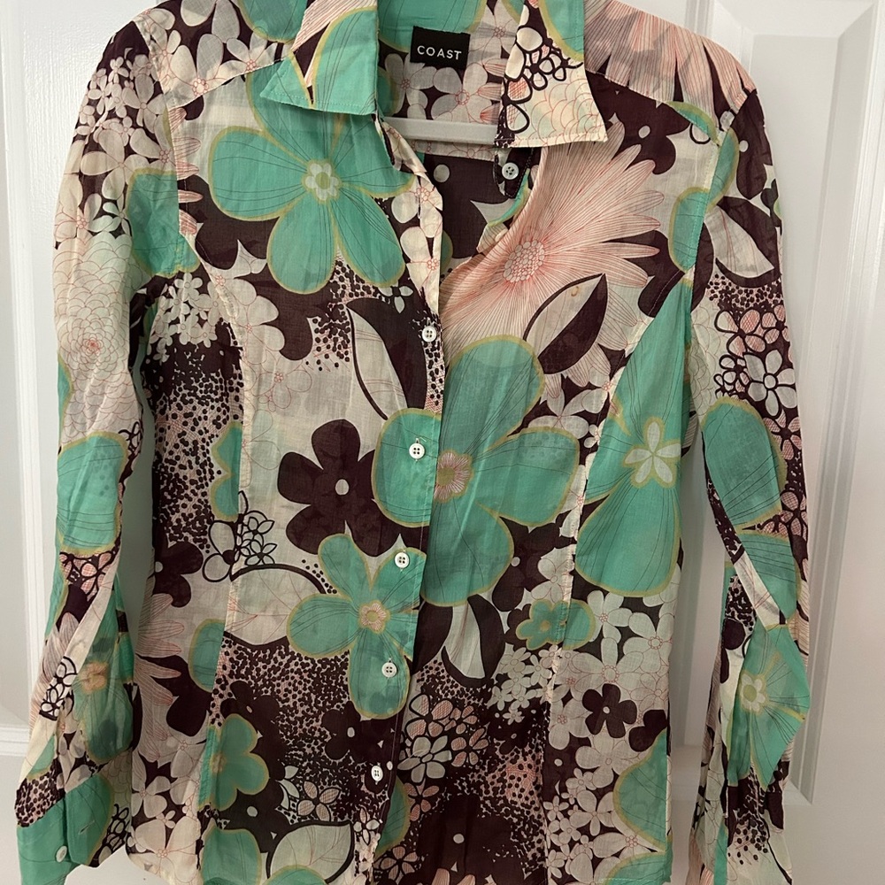 Coast Floral Women's Blouse - Green and Brown